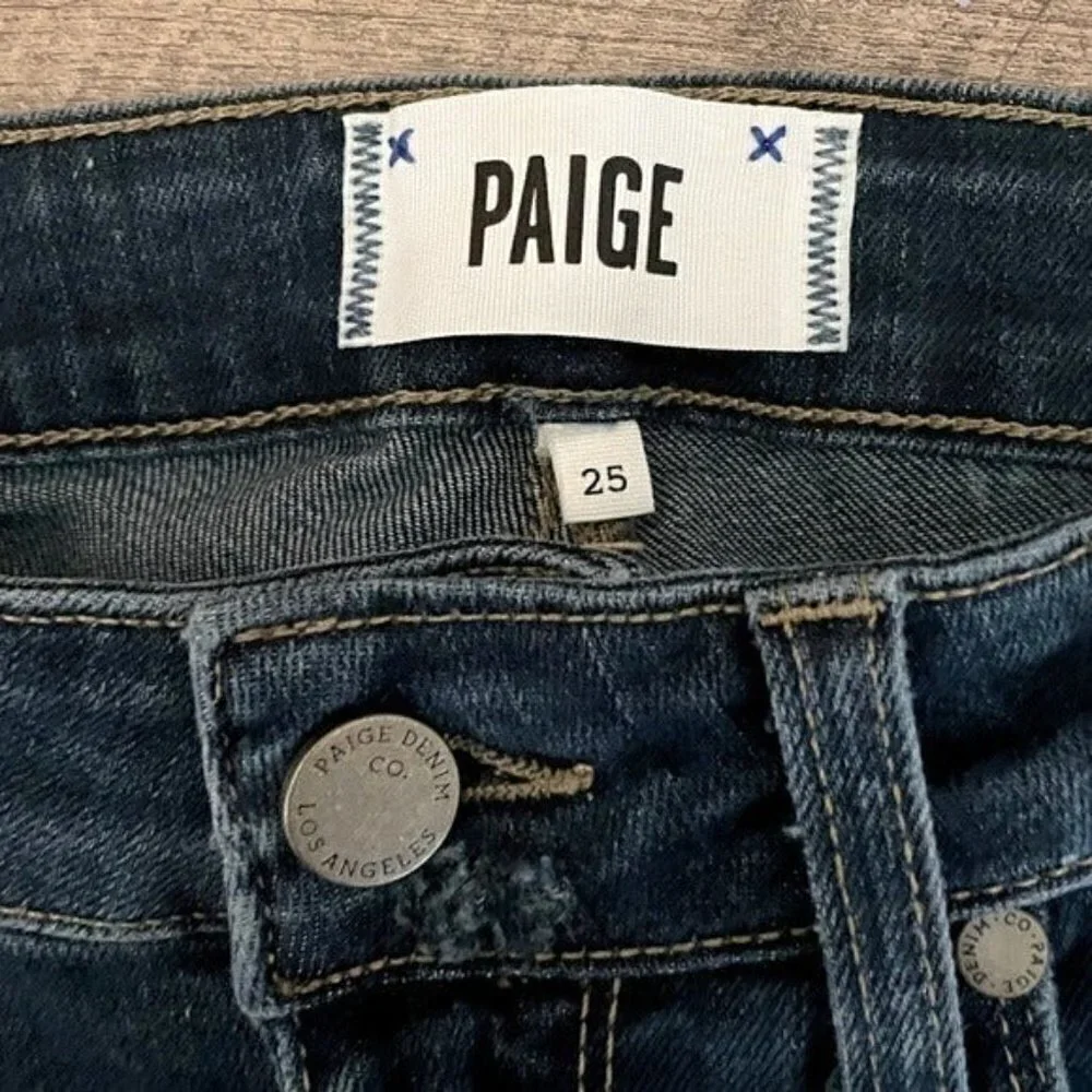 Paige Edgemont Acid Paint Splatter Moto Zip Distressed Skinny Jeans 25 Low Rise